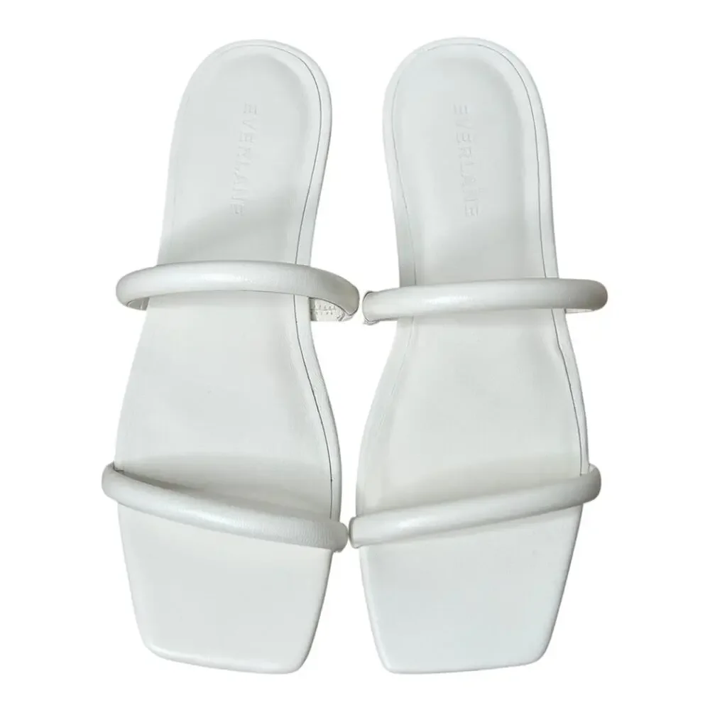 Everlane Women's The Double Strap Sandal White Leather 6.5 NWOB